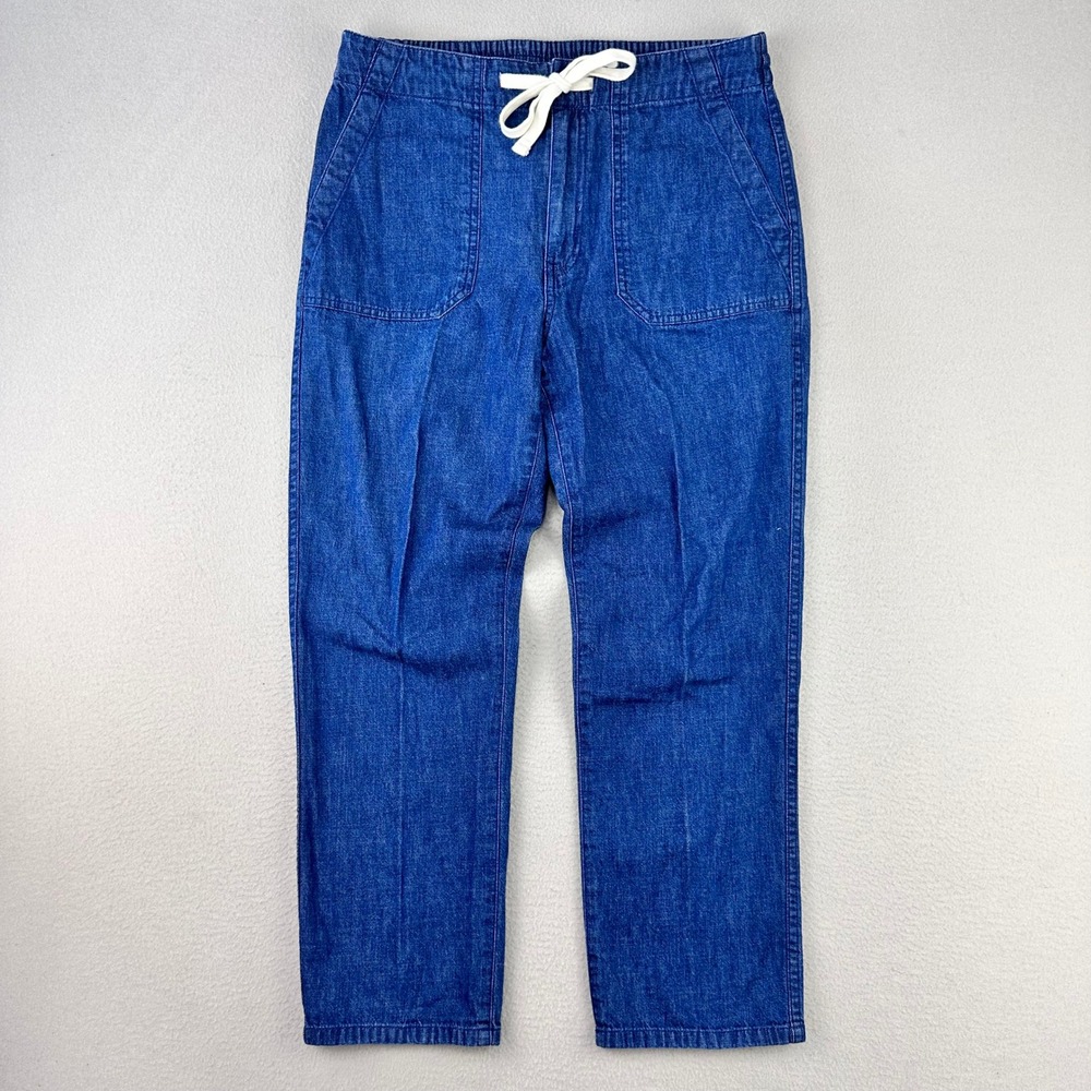 J. Crew Drawstring Denim Pants Women MP Blue Casual Elastic Waist Baker Pants